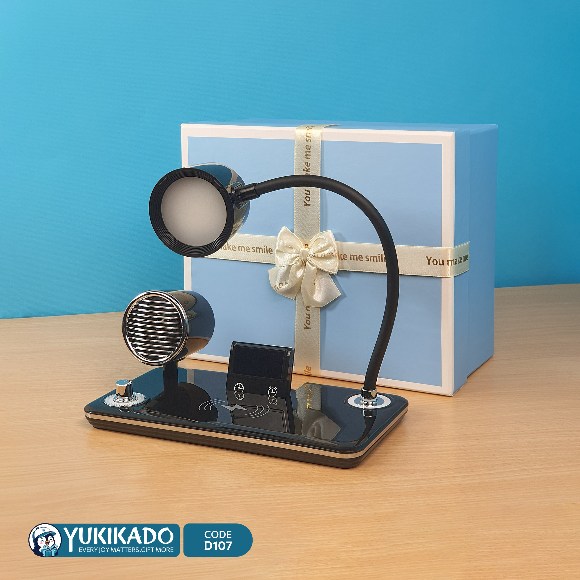 ست هدیه چراغ مطالعه اسپیکردار با شارژر وایرلس کد D107 - تصویر 5