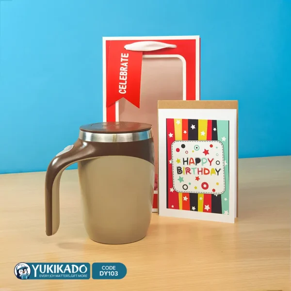 ماگ شارژی همزن‌دار DY103 همراه شاپینگ بگ و کارت تبریک