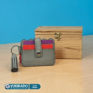 کیف پول دست‌ساز چرم طوسی مدل جاکارتی کد H104