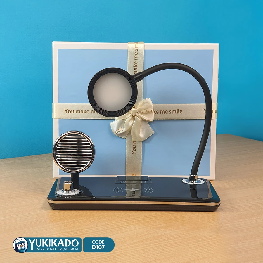 ست هدیه چراغ مطالعه اسپیکردار با شارژر وایرلس کد D107